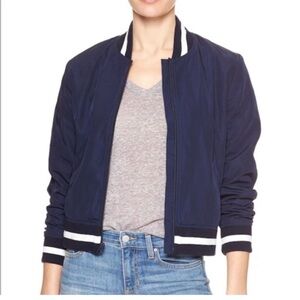 Gap Navy Striped Bomber varsity Jacket